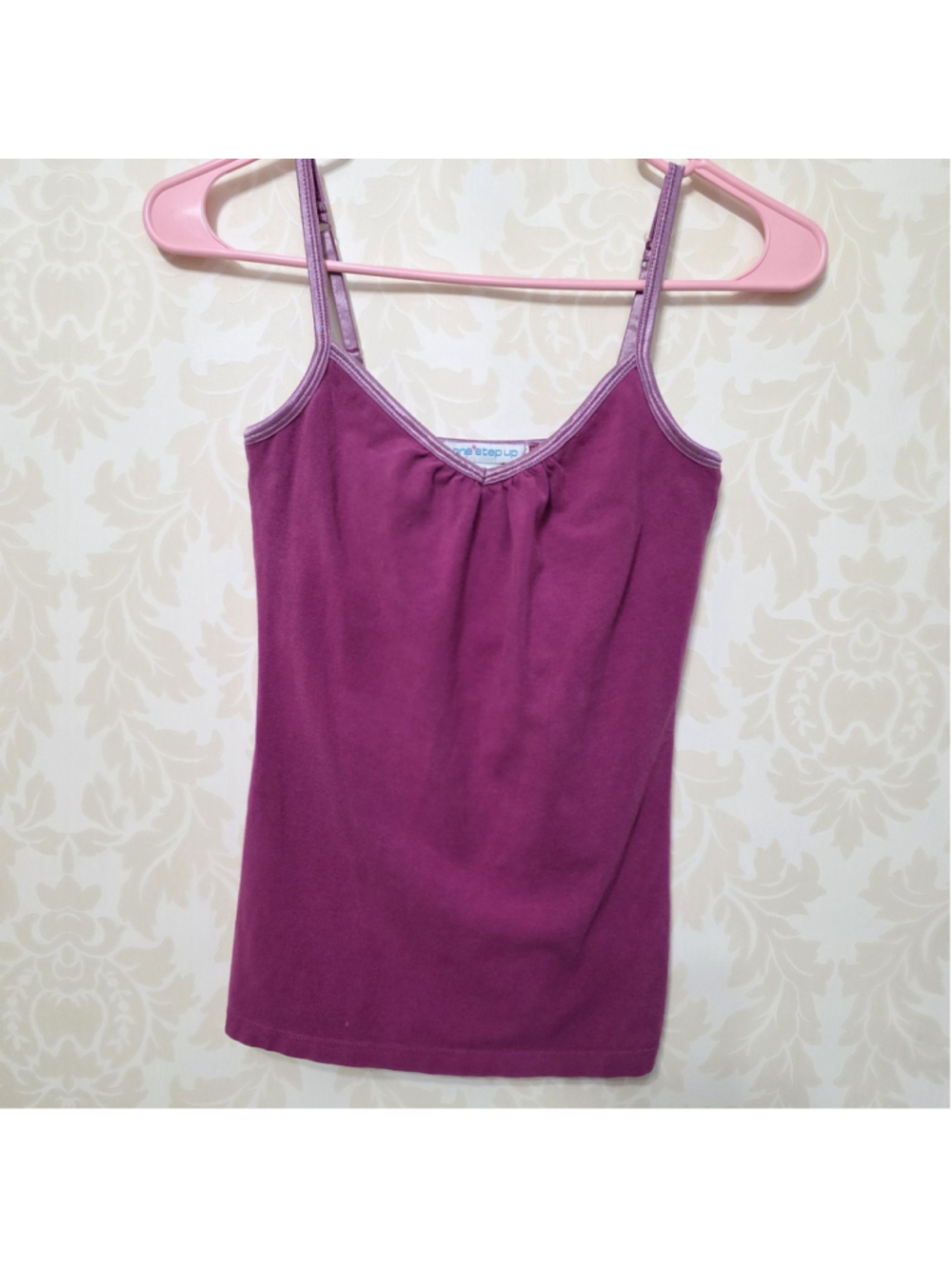 Vtg Y2K Cami Built-In Bra Layering Cotton Tank Top Strap Sz S Sexy
